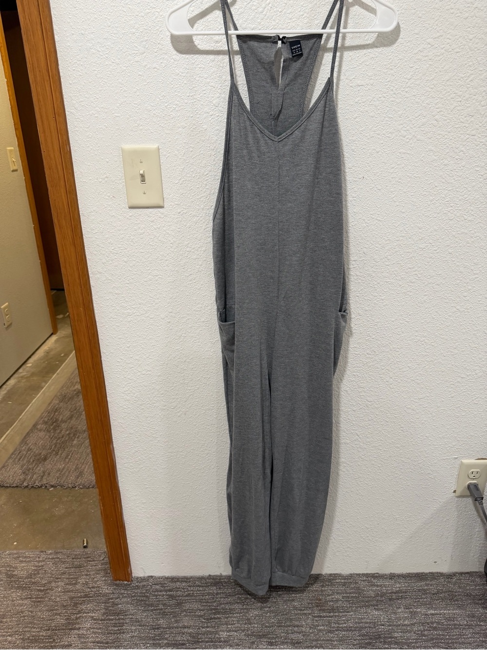 SHEIN Gray Sleeveless Wide-Leg Jumpsuit Romper